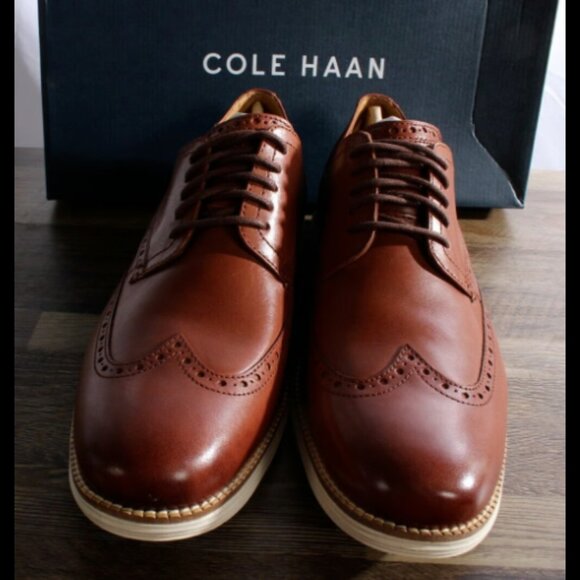 COLE HANN Men's Grand Shortwing Oxford Shoes Brown Woodbury Leather US 11.5 NWT - Picture 3 of 9